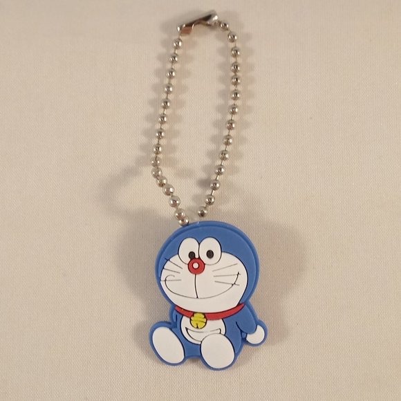 Men's Silver Chibi Doraemon Cat Robot Batman Mini Motorcross Keychain Key Ring 3 - Picture 3 of 5